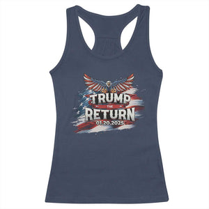 Trump Inauguration Day 2025 Racerback Tank Top Trump The Return American Flag TS09 Navy Print Your Wear