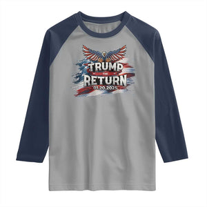 Trump Inauguration Day 2025 Raglan Shirt Trump The Return American Flag TS09 Sport Gray Navy Print Your Wear