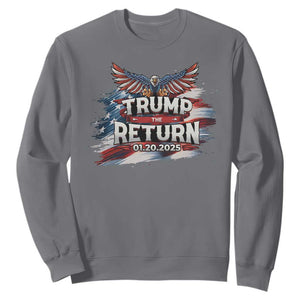 Trump Inauguration Day 2025 Sweatshirt Trump The Return American Flag TS09 Charcoal Print Your Wear