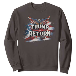 Trump Inauguration Day 2025 Sweatshirt Trump The Return American Flag TS09 Dark Chocolate Print Your Wear