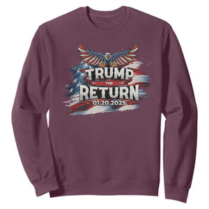 Trump Inauguration Day 2025 Sweatshirt Trump The Return American Flag TS09 Maroon Print Your Wear