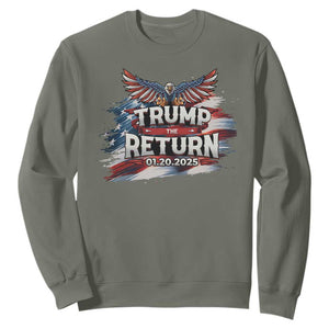 Trump Inauguration Day 2025 Sweatshirt Trump The Return American Flag TS09 Military Green Print Your Wear