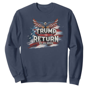 Trump Inauguration Day 2025 Sweatshirt Trump The Return American Flag TS09 Navy Print Your Wear