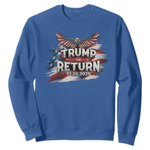 Trump Inauguration Day 2025 Sweatshirt Trump The Return American Flag TS09 Royal Blue Print Your Wear