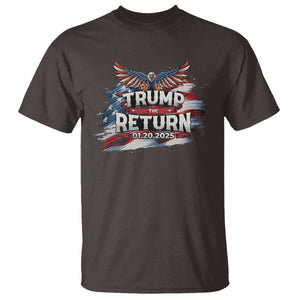Trump Inauguration Day 2025 T Shirt Trump The Return American Flag TS09 Dark Chocolate Print Your Wear