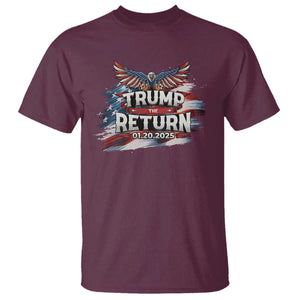 Trump Inauguration Day 2025 T Shirt Trump The Return American Flag TS09 Maroon Print Your Wear