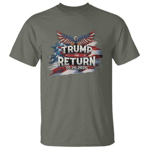 Trump Inauguration Day 2025 T Shirt Trump The Return American Flag TS09 Military Green Print Your Wear
