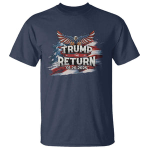 Trump Inauguration Day 2025 T Shirt Trump The Return American Flag TS09 Navy Print Your Wear