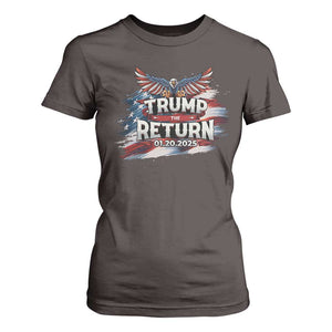 Trump Inauguration Day 2025 T Shirt For Women Trump The Return American Flag TS09 Dark Chocolate Print Your Wear