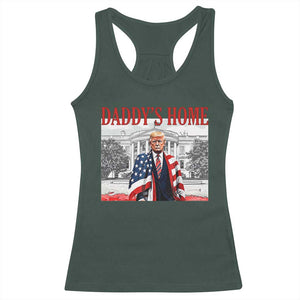 Trump 2025 Racerback Tank Top Daddy's Home Trump Inauguration Day TS09 Dark Forest Green Print Your Wear