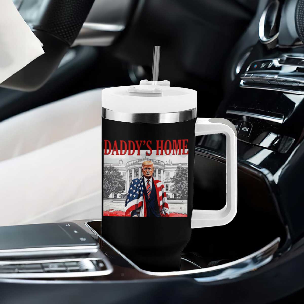 Trump 2025 Tumbler With Handle Daddy's Home Trump Inauguration Day TS09 Print Your Wear