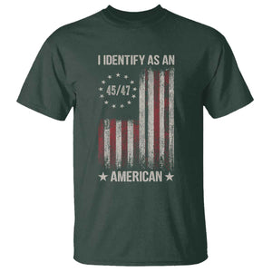 Trump Support T Shirt 45 47 I Identify As An American TS09 Dark Forest Green Print Your Wear