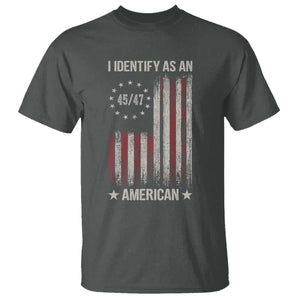 Trump Support T Shirt 45 47 I Identify As An American TS09 Dark Heather Print Your Wear