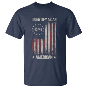 Trump Support T Shirt 45 47 I Identify As An American TS09 Navy Print Your Wear