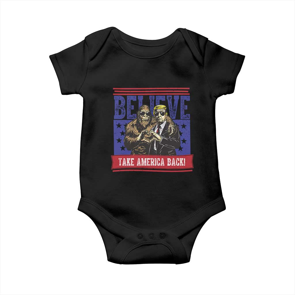 Funny Believe Bigfoot Trump Baby Onesie Take America Back TS09 Black Print Your Wear