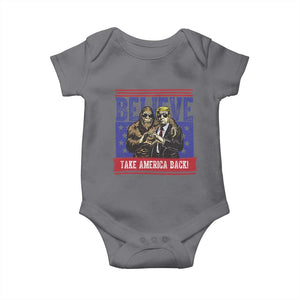 Funny Believe Bigfoot Trump Baby Onesie Take America Back TS09 Charcoal Print Your Wear