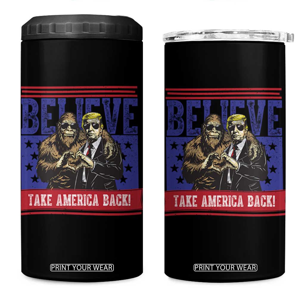 Funny Believe Bigfoot Trump 4 in 1 Can Cooler Tumbler Take America Back TS09 One Size: 16 oz Black Print Your Wear