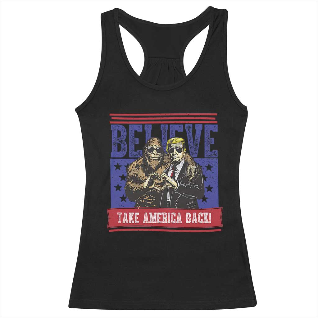 Funny Believe Bigfoot Trump Racerback Tank Top Take America Back TS09 Black Print Your Wear