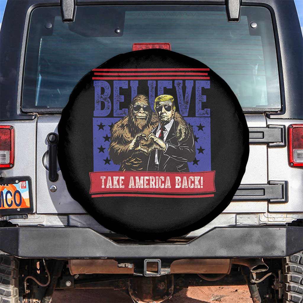 Funny Believe Bigfoot Trump Spare Tire Cover Take America Back TS09 No hole Black Print Your Wear