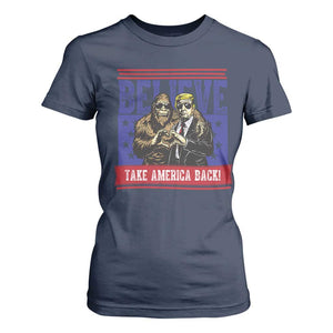 Funny Believe Bigfoot Trump T Shirt For Women Take America Back TS09 Navy Print Your Wear