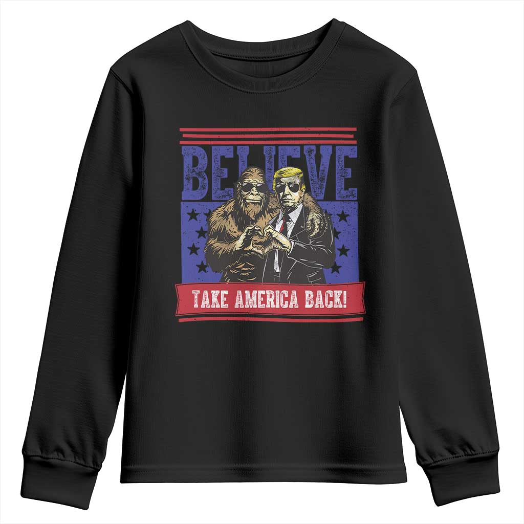 Funny Believe Bigfoot Trump Youth Sweatshirt Take America Back TS09 Black Print Your Wear