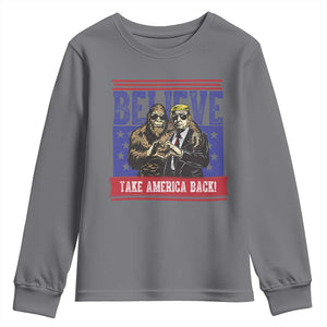 Funny Believe Bigfoot Trump Youth Sweatshirt Take America Back TS09 Charcoal Print Your Wear
