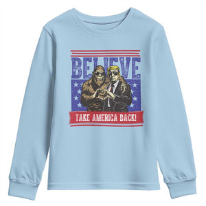 Funny Believe Bigfoot Trump Youth Sweatshirt Take America Back TS09 Light Blue Print Your Wear
