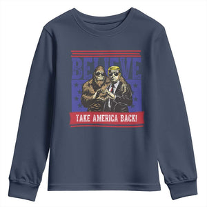 Funny Believe Bigfoot Trump Youth Sweatshirt Take America Back TS09 Navy Print Your Wear