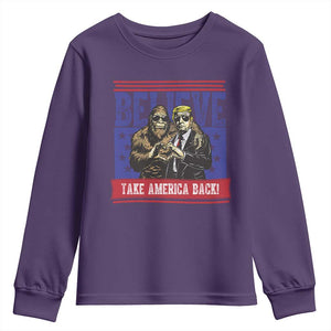 Funny Believe Bigfoot Trump Youth Sweatshirt Take America Back TS09 Purple Print Your Wear