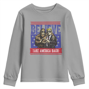 Funny Believe Bigfoot Trump Youth Sweatshirt Take America Back TS09 Sport Gray Print Your Wear
