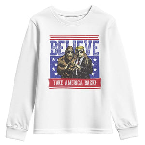 Funny Believe Bigfoot Trump Youth Sweatshirt Take America Back TS09 White Print Your Wear