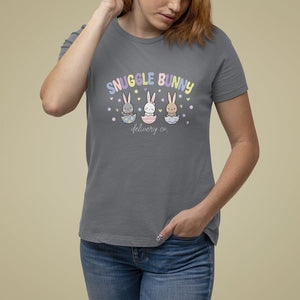 Easter Day T Shirt For Women Snuggle Bunny Delivery Co L&D Nurse TS09 Charcoal Printyourwear