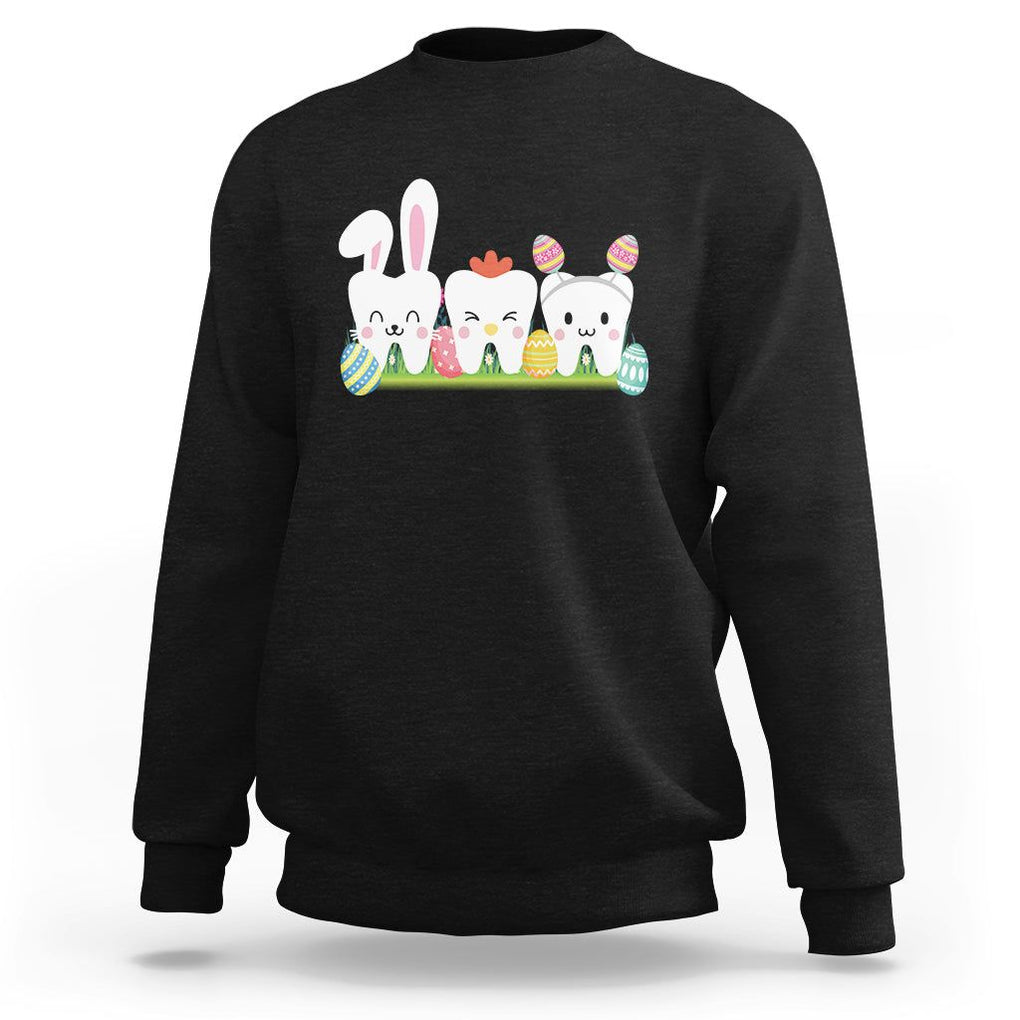Easter Day Sweatshirt Funny Tooth Glasses Dental Dentist TS09 Black Printyourwear