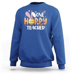 Easter Day Cute One Hoppy Teacher Bunny Carrot Sweatshirt TS09 Royal Blue Printyourwear