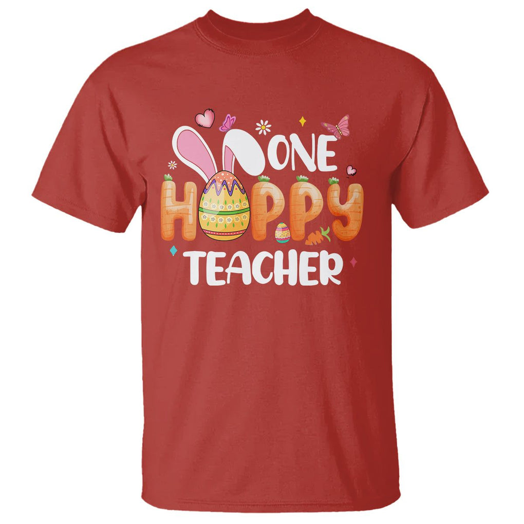 Easter Day Cute One Hoppy Teacher Bunny Carrot T Shirt TS09 Red Printyourwear