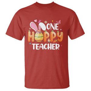 Easter Day Cute One Hoppy Teacher Bunny Carrot T Shirt TS09 Red Printyourwear