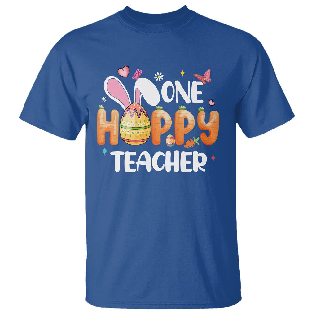 Easter Day Cute One Hoppy Teacher Bunny Carrot T Shirt TS09 Royal Blue Printyourwear