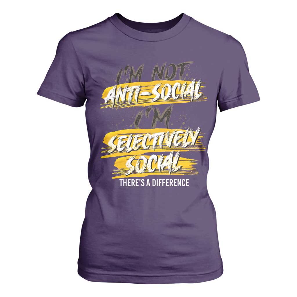 Funny Introvert T Shirt For Women I'm Not Anti Social I'm Selectively Social TS09 Purple Print Your Wear