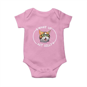 Funny Cat Meme Baby Onesie Wake Up Act Silly TS09 Light Pink Print Your Wear
