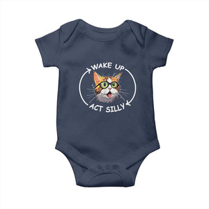 Funny Cat Meme Baby Onesie Wake Up Act Silly TS09 Navy Print Your Wear