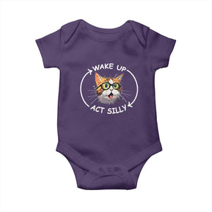 Funny Cat Meme Baby Onesie Wake Up Act Silly TS09 Purple Print Your Wear