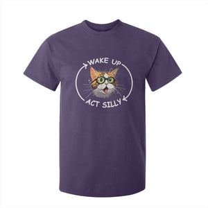 Funny Cat Meme T Shirt For Kid Wake Up Act Silly TS09 Purple Print Your Wear