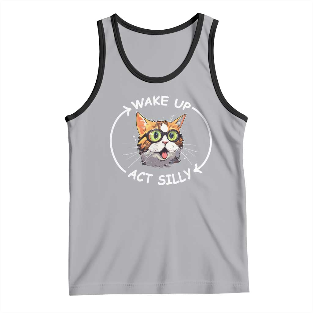 Funny Cat Meme Tank Top Wake Up Act Silly TS09 Athletic Heather Black Print Your Wear