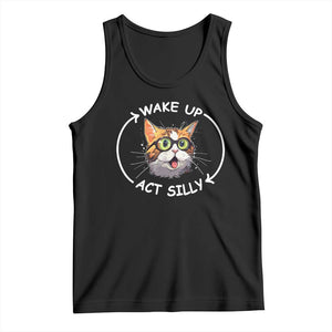 Funny Cat Meme Tank Top Wake Up Act Silly TS09 Black Print Your Wear
