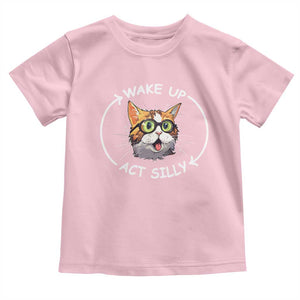 Funny Cat Meme Toddler T Shirt Wake Up Act Silly TS09 Light Pink Print Your Wear