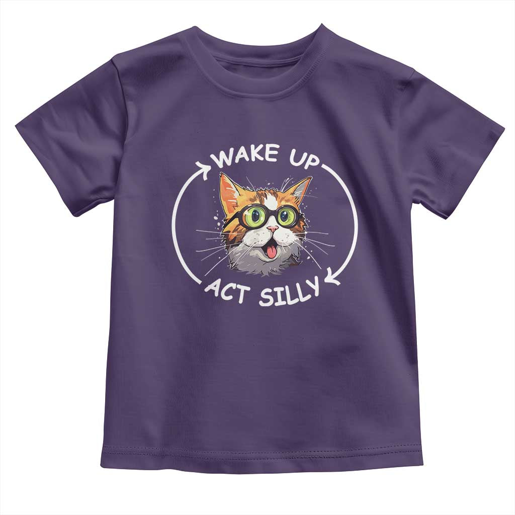 Funny Cat Meme Toddler T Shirt Wake Up Act Silly TS09 Purple Print Your Wear
