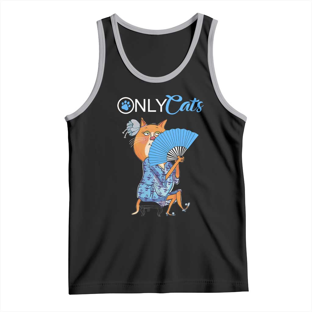 Funny Adult Joke Meme Only Cat Tank Top TS09 Black Athletic Heather Print Your Wear