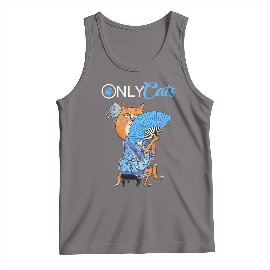 Funny Adult Joke Meme Only Cat Tank Top TS09 Deep Heather Print Your Wear