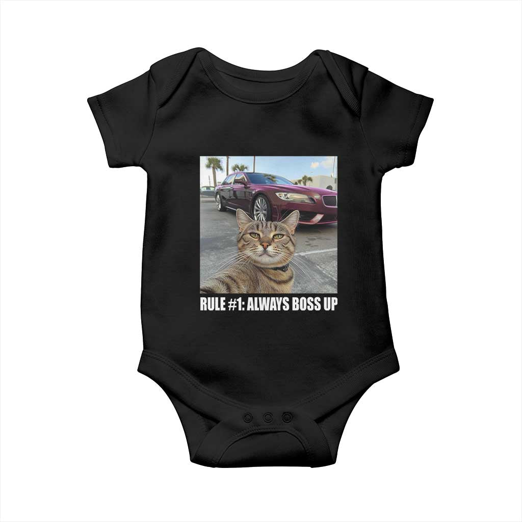 Funny Cat Meme Baby Onesie Rule No.1 Always Boss Up TS09 Black Print Your Wear