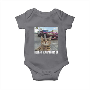 Funny Cat Meme Baby Onesie Rule No.1 Always Boss Up TS09 Charcoal Print Your Wear